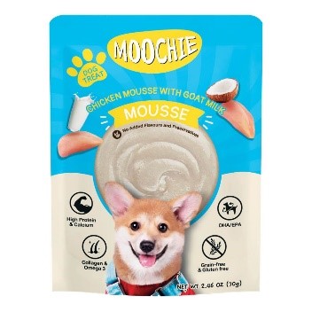 MOOCHIE DOG MOUSSE POUCH CHICKEN MOUSSE WITH GOAT MILK, 70 GR
