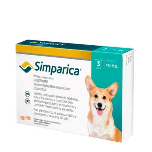 SIMPARICA ANTIPULGAS 40MG (10 A 20KG)